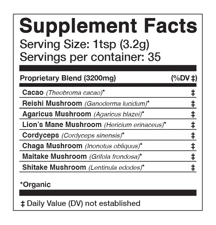ADAPTOGENIC Powder | Organic, 7 Medicinal Mushrooms + Cacao - Image 12